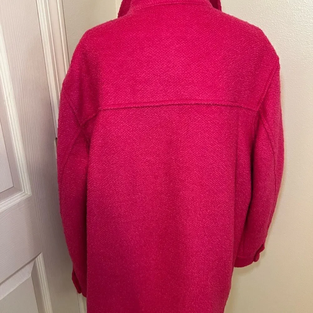 H&M Fuchsia Pink Wool blend Shirt Jacket Size M Like New Condition - Picture 3 of 11